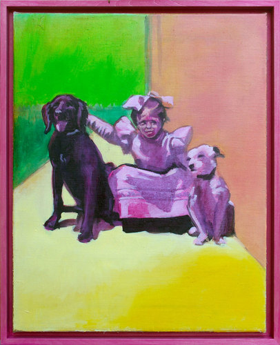 Artwork by Chantal Maquet - Maedchen mit zwei Hunden - Reuter Bausch Art Gallery - Luxembourg