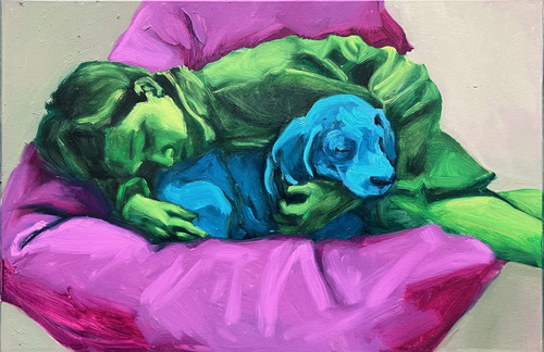 Artwork by Chantal Maquet - #BFF Bouf mat Beagle am Kuerf - Reuter Bausch Art Gallery - Luxembourg