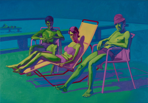 Artwork by Chantal Maquet - Drei am Beckenrand, 2 - Reuter Bausch Art Gallery - Luxembourg