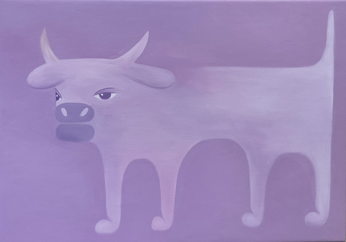 Artwork by Mia Kinsch  - Violet cow 2 - Reuter Bausch Art Gallery - Luxembourg