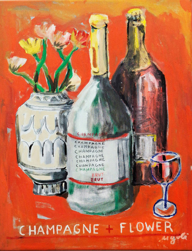 Artwork by Ugo Li  - Champagne + Flower - Reuter Bausch Art Gallery - Luxembourg