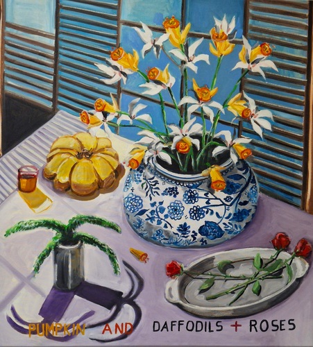 Artwork by Ugo Li  - Pumpkin and daffodils + roses - Reuter Bausch Art Gallery - Luxembourg