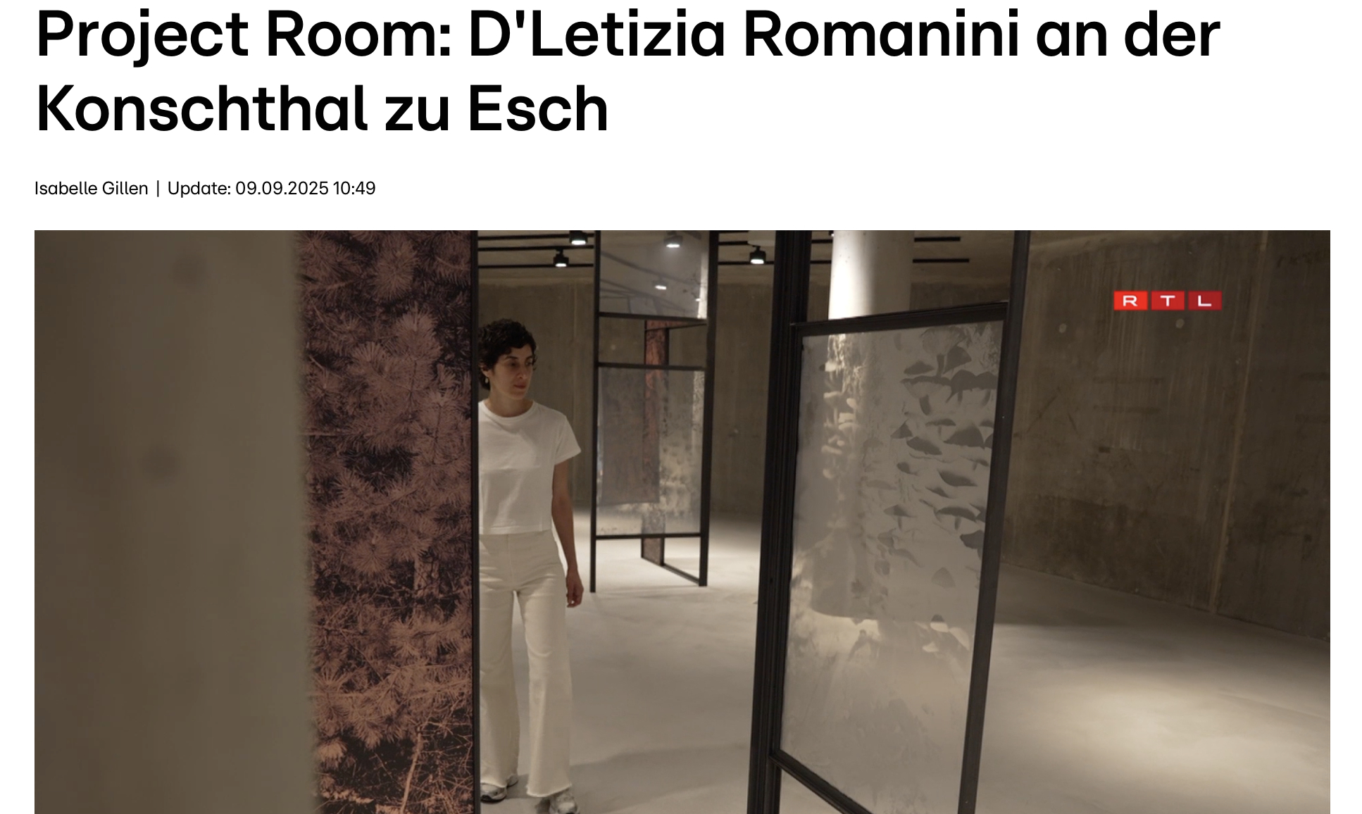 News of Reuter Bausch Art Gallery Project Room: D'Letizia Romanini an der Konschthal zu Esch